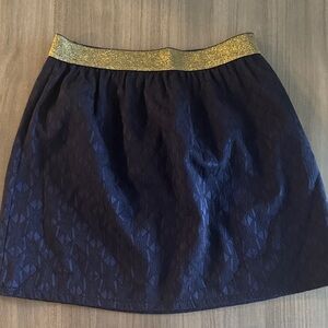 Elegant Navy Blue Skirt with Gold Waistband